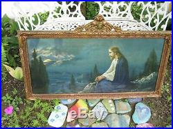 Vintage Ornate Wooden Picture Frame Pediment Religious Jesus Garden Gethsemane