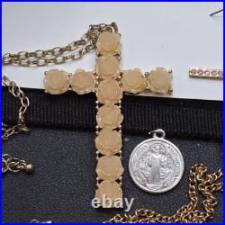 Vintage Religious Jewelry Lot Cross Pendant Rosary Bracelets Necklace