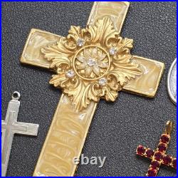 Vintage Religious Jewelry Lot Cross Pendant Rosary Bracelets Necklace