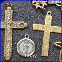 Vintage Religious Jewelry Lot Cross Pendant Rosary Bracelets Necklace