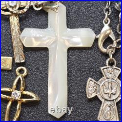 Vintage Religious Jewelry Lot Cross Pendant Rosary Bracelets Necklace