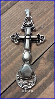Vintage Sterling Silver Ornate Antique Cross Religious Pendant