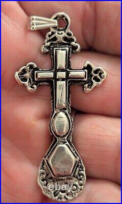 Vintage Sterling Silver Ornate Antique Cross Religious Pendant