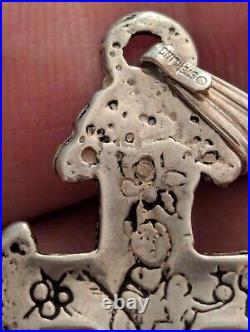 Vintage Sterling Silver Ornate Antique Cross Religious Pendant