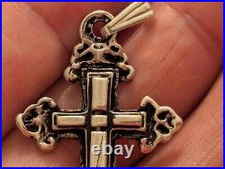 Vintage Sterling Silver Ornate Antique Cross Religious Pendant