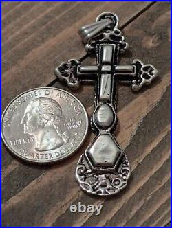 Vintage Sterling Silver Ornate Antique Cross Religious Pendant