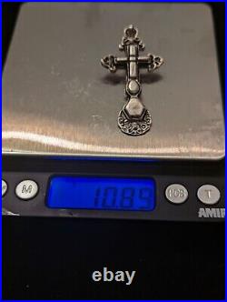 Vintage Sterling Silver Ornate Antique Cross Religious Pendant