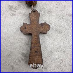 Vintage Wooden Beaded Rosary French Souvenir 96