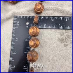Vintage Wooden Beaded Rosary French Souvenir 96