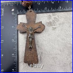Vintage Wooden Beaded Rosary French Souvenir 96