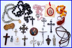 Vintage/antique Catholic Rosaries Crucifix Cross Medals Religious Relics