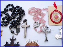 Vintage/antique Catholic Rosaries Crucifix Cross Medals Religious Relics