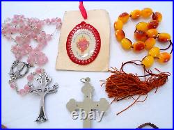 Vintage/antique Catholic Rosaries Crucifix Cross Medals Religious Relics