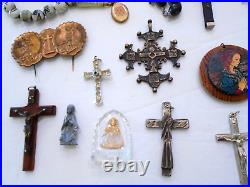 Vintage/antique Catholic Rosaries Crucifix Cross Medals Religious Relics