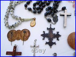 Vintage/antique Catholic Rosaries Crucifix Cross Medals Religious Relics