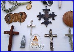 Vintage/antique Catholic Rosaries Crucifix Cross Medals Religious Relics