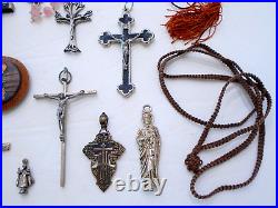 Vintage/antique Catholic Rosaries Crucifix Cross Medals Religious Relics