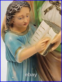 Vintage antique rare st anne de beaupre chalkware 16'' statue religious CS120