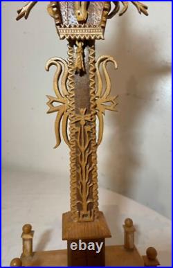 Vintage hand carved wood tramp art style religious altar crucifix altar cross