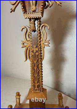 Vintage hand carved wood tramp art style religious altar crucifix altar cross