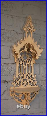 Vintage wood cut wall niche chapel for saint statue religious