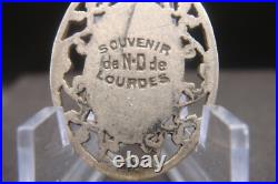 Virgin Mary Lourdes Apparition Antique Silver Religious Beautiful Medal Pendant