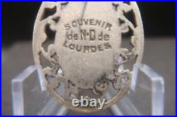Virgin Mary Lourdes Apparition Antique Silver Religious Beautiful Medal Pendant