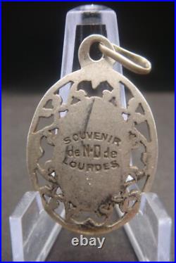 Virgin Mary Lourdes Apparition Antique Silver Religious Beautiful Medal Pendant Virgin Mary Lourdes Apparition Antique Silver Religious Beautiful Medal Pendant