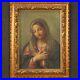 Virgin-painting-oil-on-canvas-religious-framework-signed-dated-antique-style-01-ead