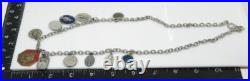 Vtg Antique Art Nouveau CATHOLIC Religious Medal Multi 20 Charm Necklace Enamel