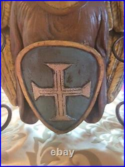 Vtg Antique Religious Christian Wall Console 17/ 18th C Style Angel Shield Cross