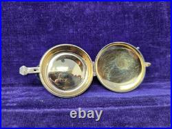 Vtg Antique Religious Sterling Silver Communion Wafer Pyx Host Box IHS Priest