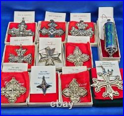 Vtg Lot 11 Reed & Barton Ornaments 9 Sterling Cross & 2 Silver Plate Star Scroll