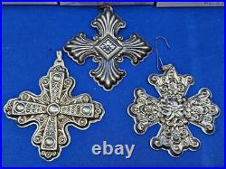 Vtg Lot 11 Reed & Barton Ornaments 9 Sterling Cross & 2 Silver Plate Star Scroll