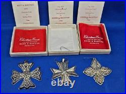 Vtg Lot 11 Reed & Barton Ornaments 9 Sterling Cross & 2 Silver Plate Star Scroll