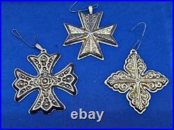 Vtg Lot 11 Reed & Barton Ornaments 9 Sterling Cross & 2 Silver Plate Star Scroll