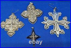 Vtg Lot 11 Reed & Barton Ornaments 9 Sterling Cross & 2 Silver Plate Star Scroll