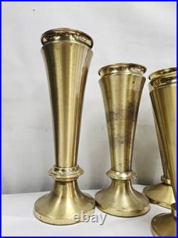 Vtg Superb Set 11 Altar Religious Flower Vases All Brass Church Chapel Antique