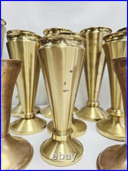 Vtg Superb Set 11 Altar Religious Flower Vases All Brass Church Chapel Antique