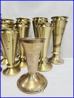 Vtg Superb Set 11 Altar Religious Flower Vases All Brass Church Chapel Antique