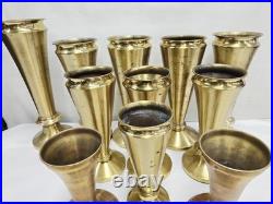 Vtg Superb Set 11 Altar Religious Flower Vases All Brass Church Chapel Antique