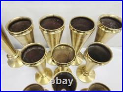 Vtg Superb Set 11 Altar Religious Flower Vases All Brass Church Chapel Antique