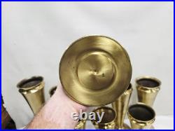 Vtg Superb Set 11 Altar Religious Flower Vases All Brass Church Chapel Antique