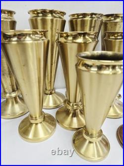 Vtg Superb Set 11 Altar Religious Flower Vases All Brass Church Chapel Antique