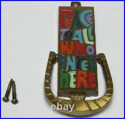 Vtg Terra Sancta 1969 Brass Door Knocker, Peace To All Who Enter Here Religious