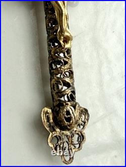 Vtg/antique Christ Crucifix Cross Pendant Gilt Filigree Catholic Religious 2.75