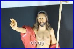 XL 27.5 Chalkware jesus christ Statue figurine Antique religious