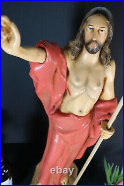XL 27.5 Chalkware jesus christ Statue figurine Antique religious