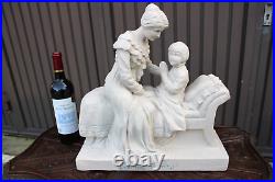 XL Ceramic chalk antique Religious morning prayer Sculpture statue