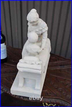 XL Ceramic chalk antique Religious morning prayer Sculpture statue